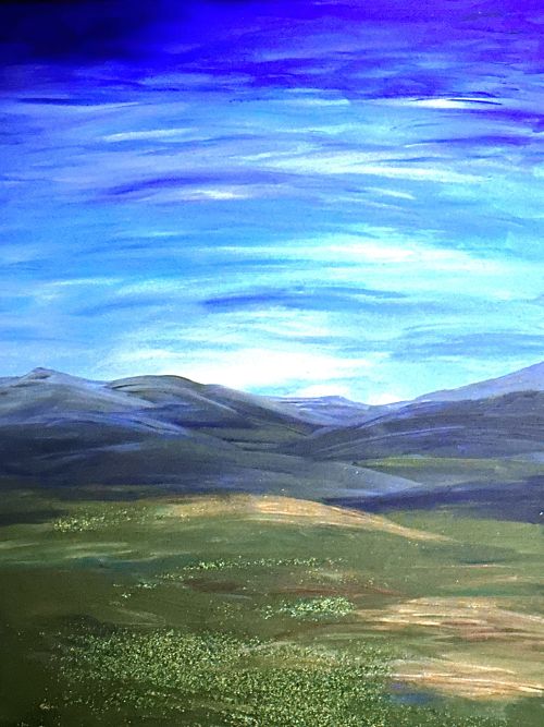 Beautiful Mountains - Finger Fluid Art By Queen Carleen Patrick