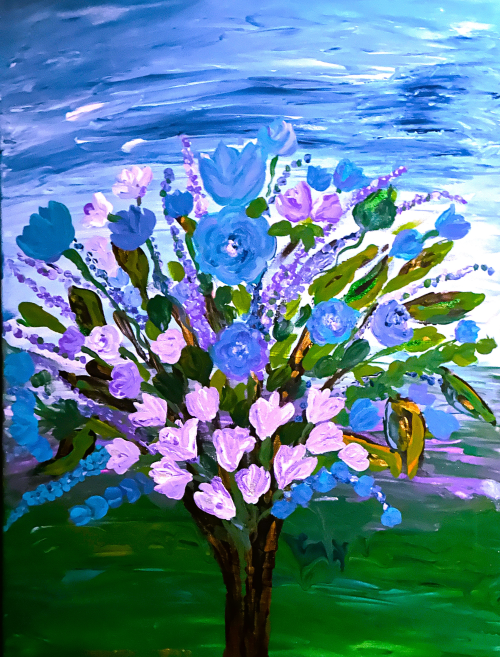 Bouquet of Flowers - Finger Fluid Art by Queen Carleen