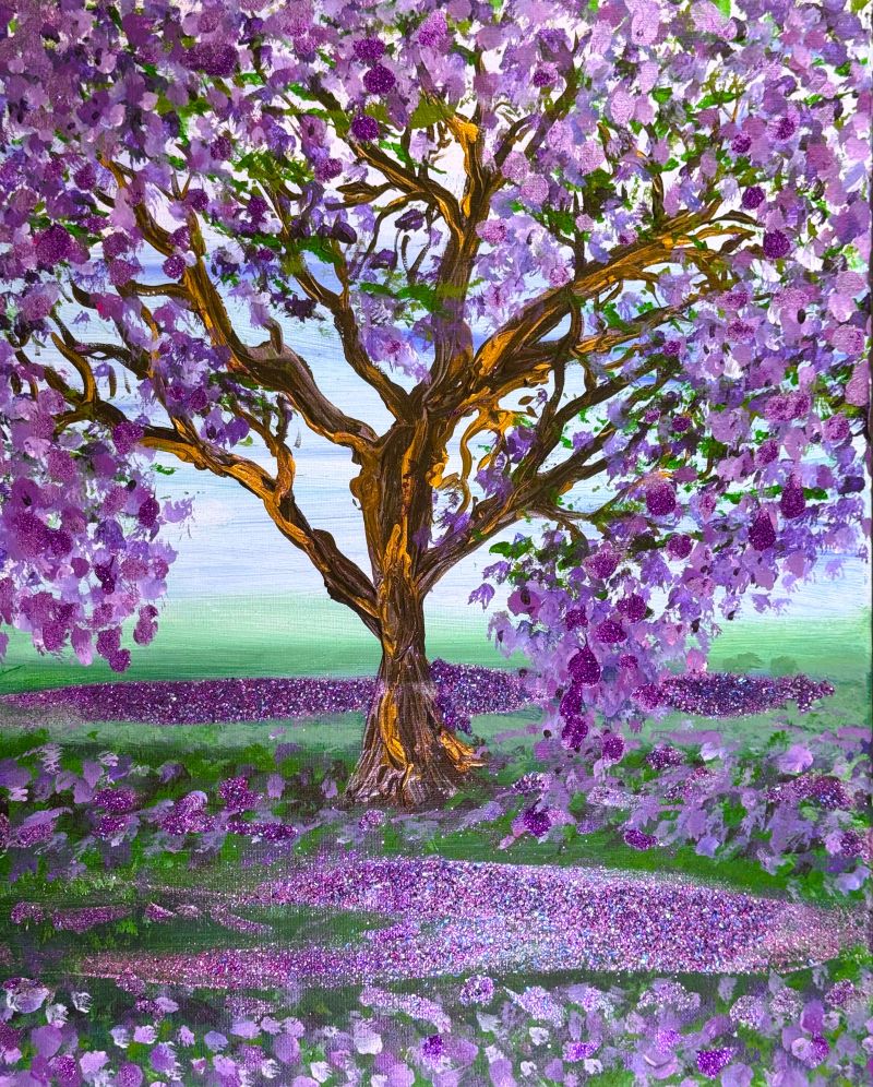 Jakaranda Tree - Finger Fluid Art By Queen Carleen
